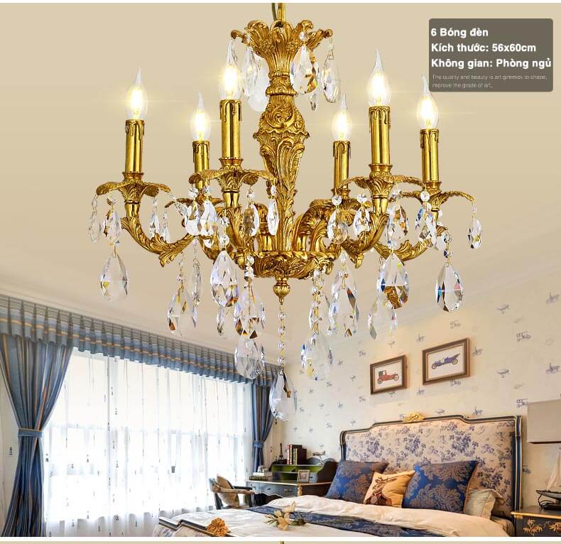 Đèn chùm đồng pha lê nến hoa lệ abr170-3